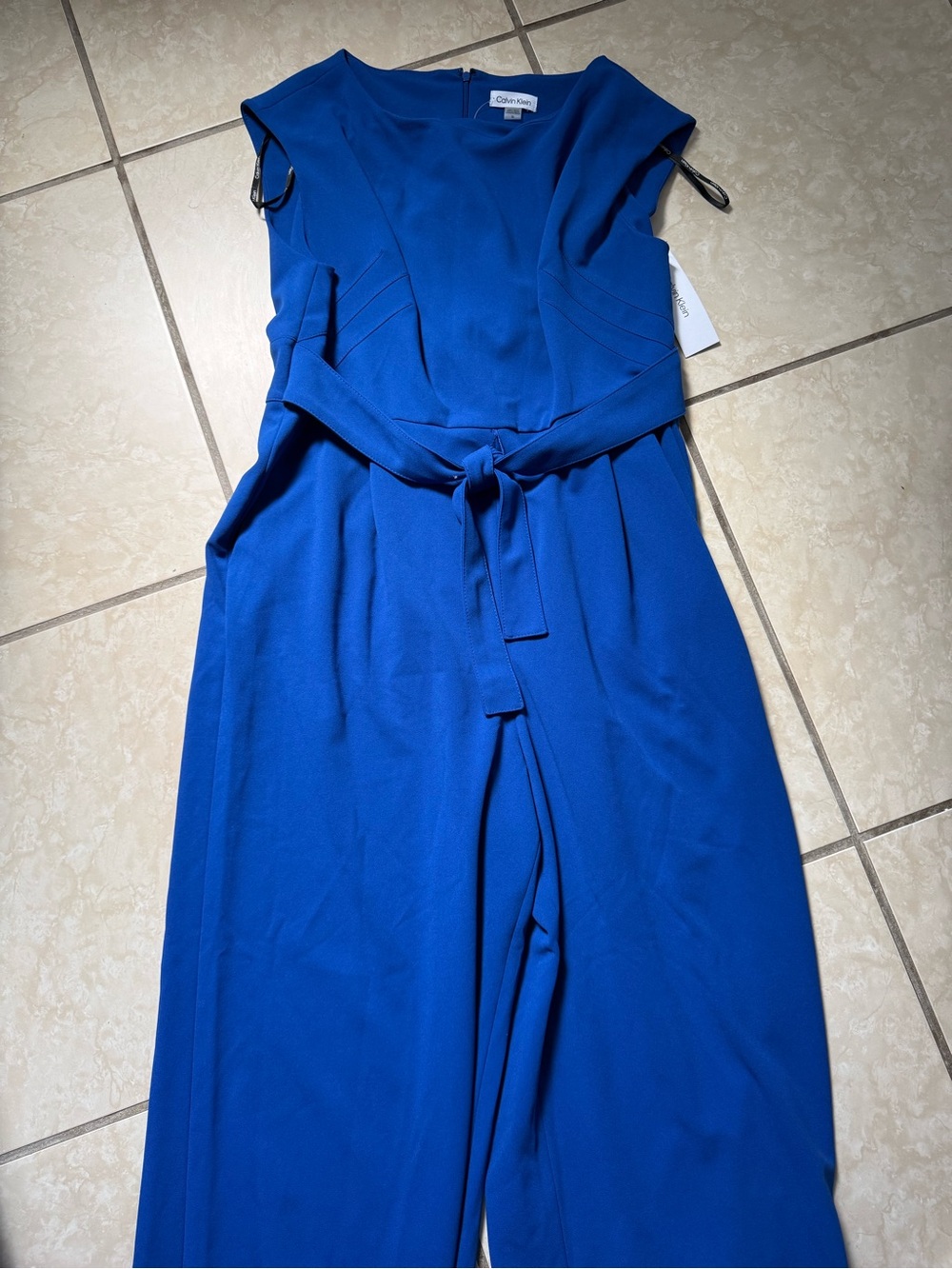 Calvin Klein Cobalt Blue Sleeveless Dress with Hidden Zipper Size 16